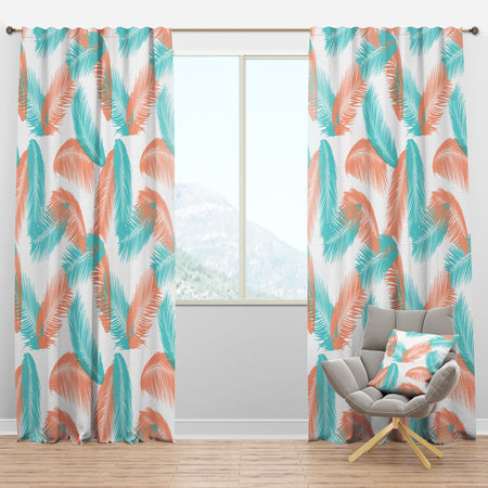 Retro Tropical Foliage II - Mid-Century Modern Curtain Panels