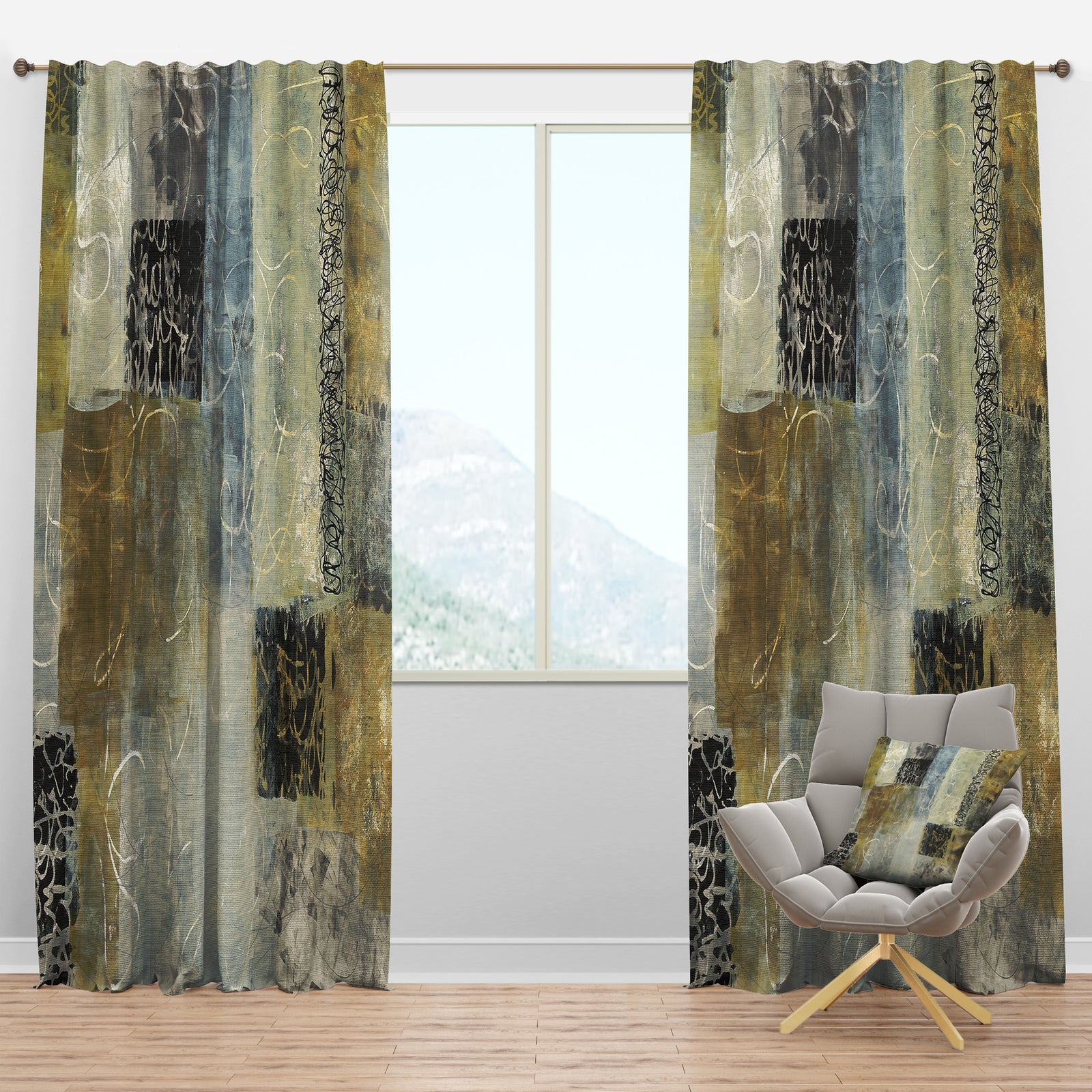 Multicolor Twin City - Glam Curtain Panels