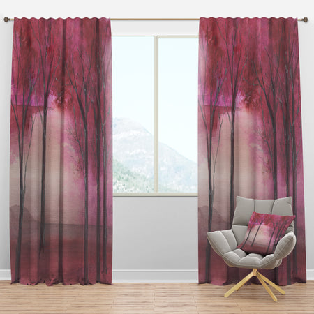Pink Forest - Traditional Curtain Panels