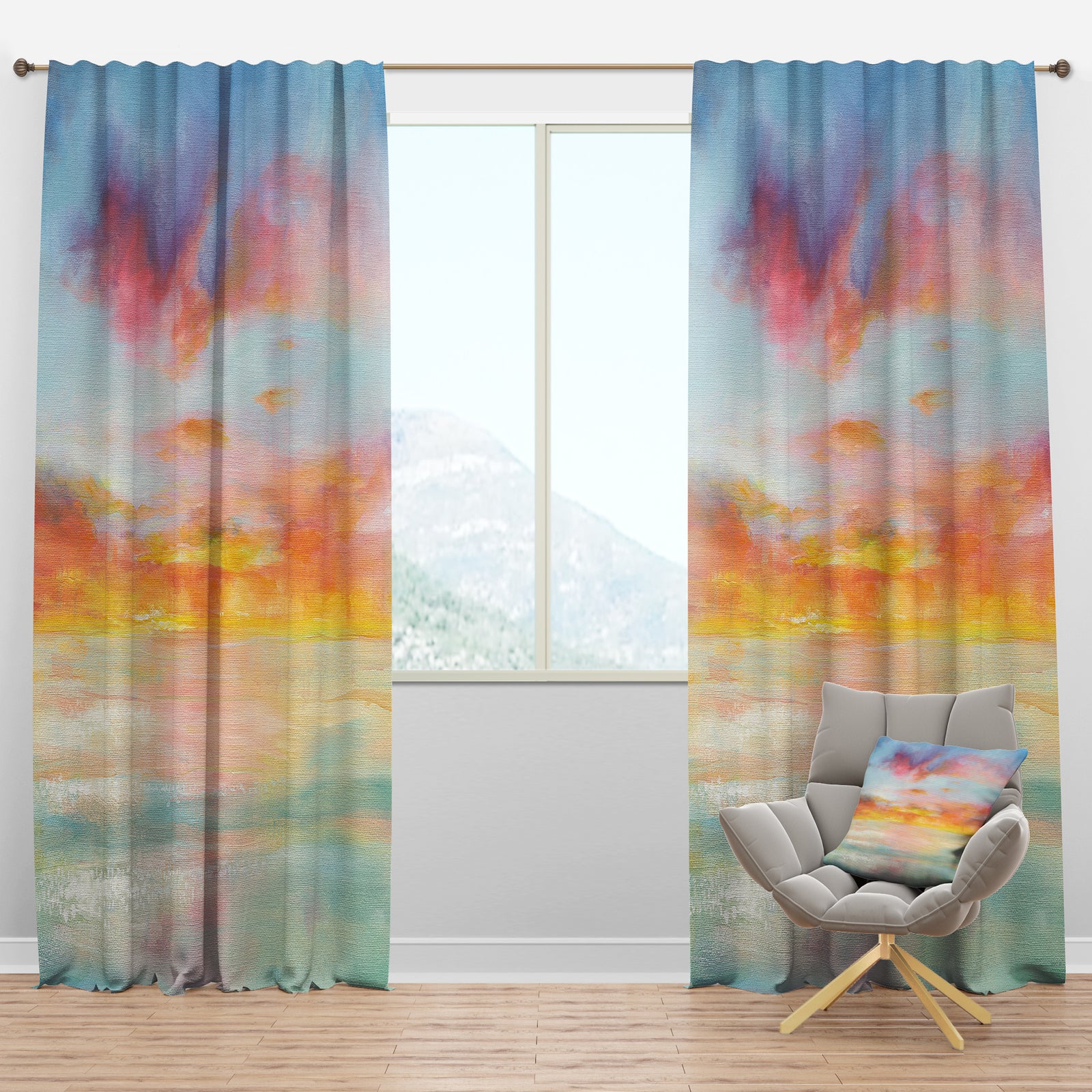 Pastel Pink And Blue Clouds - Traditional Curtain Panels