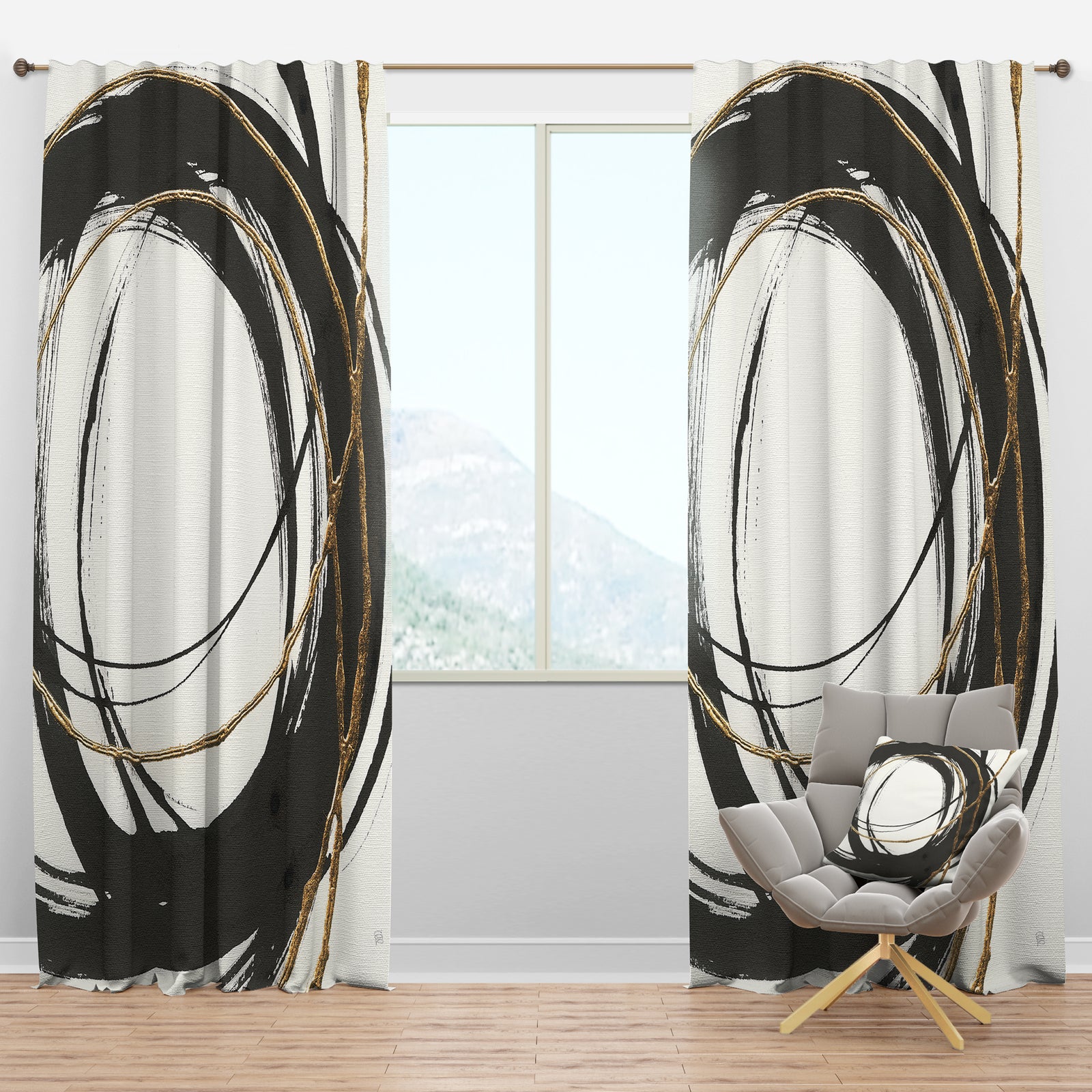 Gold Glamour Circle III - Posh & Luxe Curtain Panels