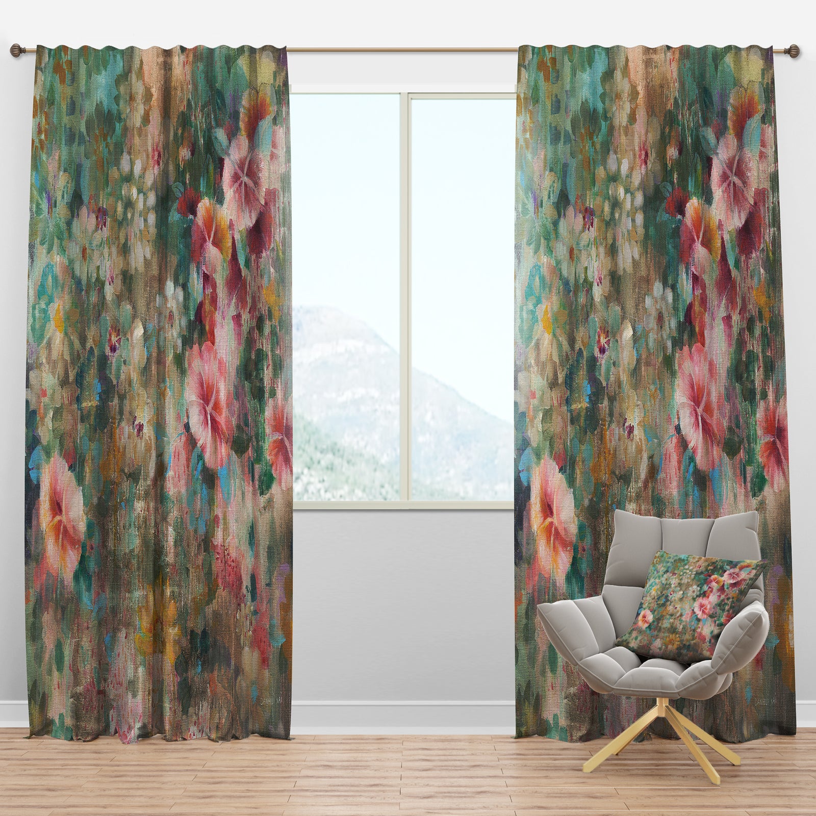 Flower Shower III - Farmhouse Curtain Panels