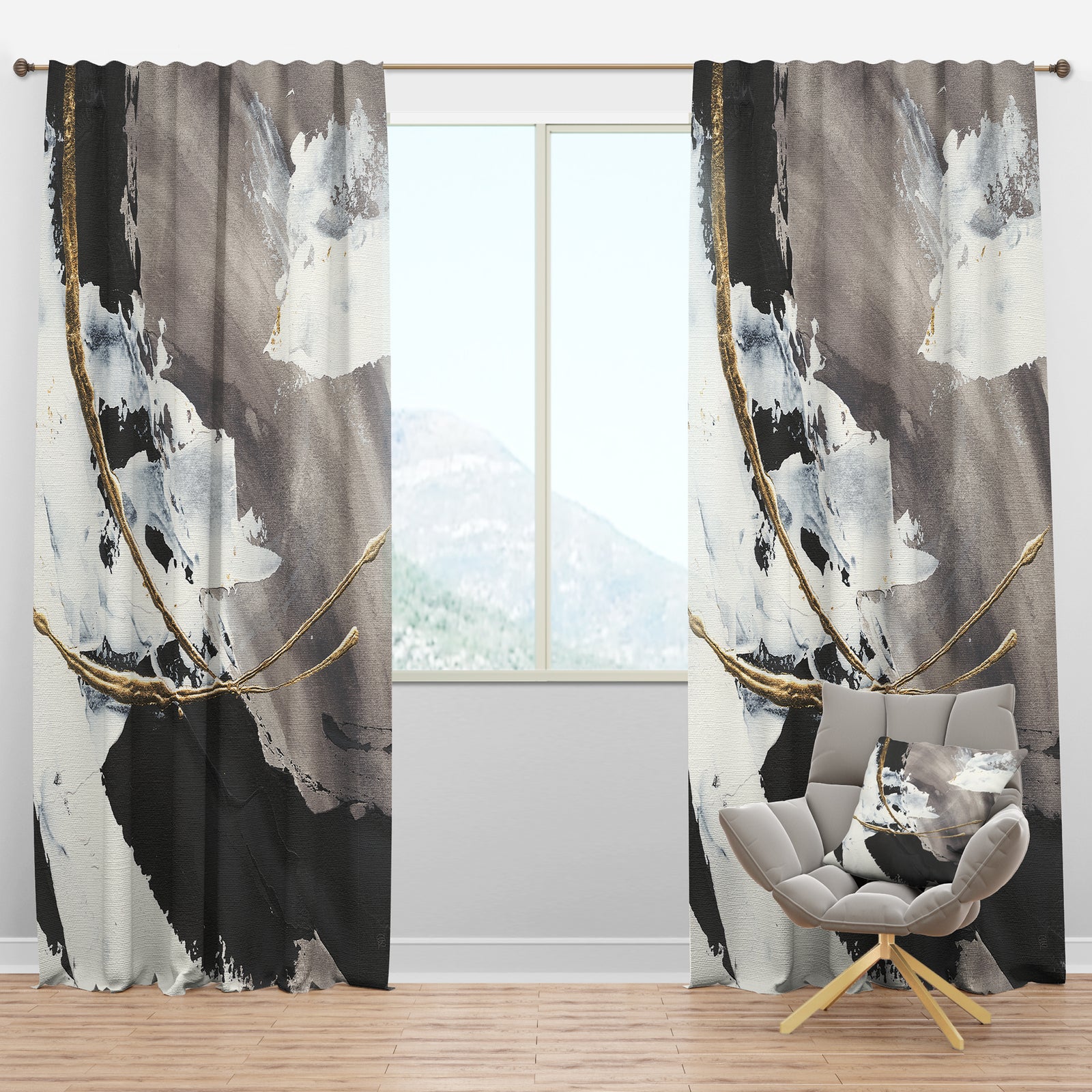 Glam Painted Arcs II - Modern Curtain Panels