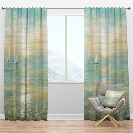 Sunrise Boat I - Nautical & Coastal Curtain Panels