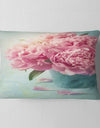 Pink Peony Flowers in Vase - Floral Throw Pillow