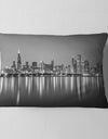 Chicago Skyline at Night Black and White - Cityscape Throw Pillow