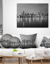 Chicago Skyline at Night Black and White - Cityscape Throw Pillow