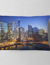 Chicago River with Bridges at Sunset - Cityscape Throw Pillow