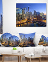 Chicago River with Bridges at Sunset - Cityscape Throw Pillow