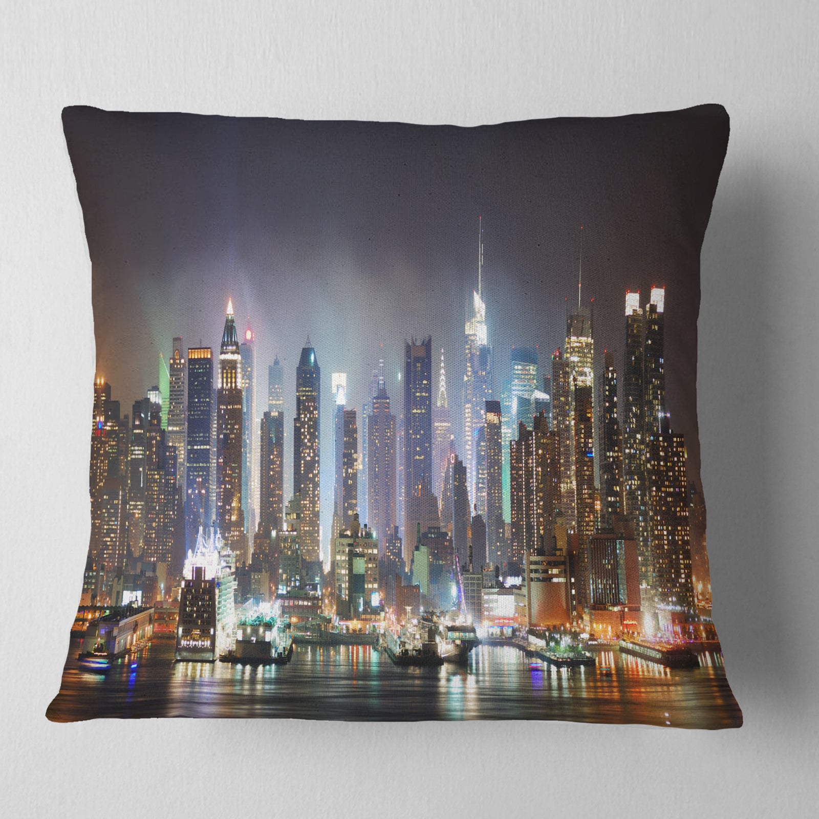 New York Times Square in Blue Light - Cityscape Throw Pillow