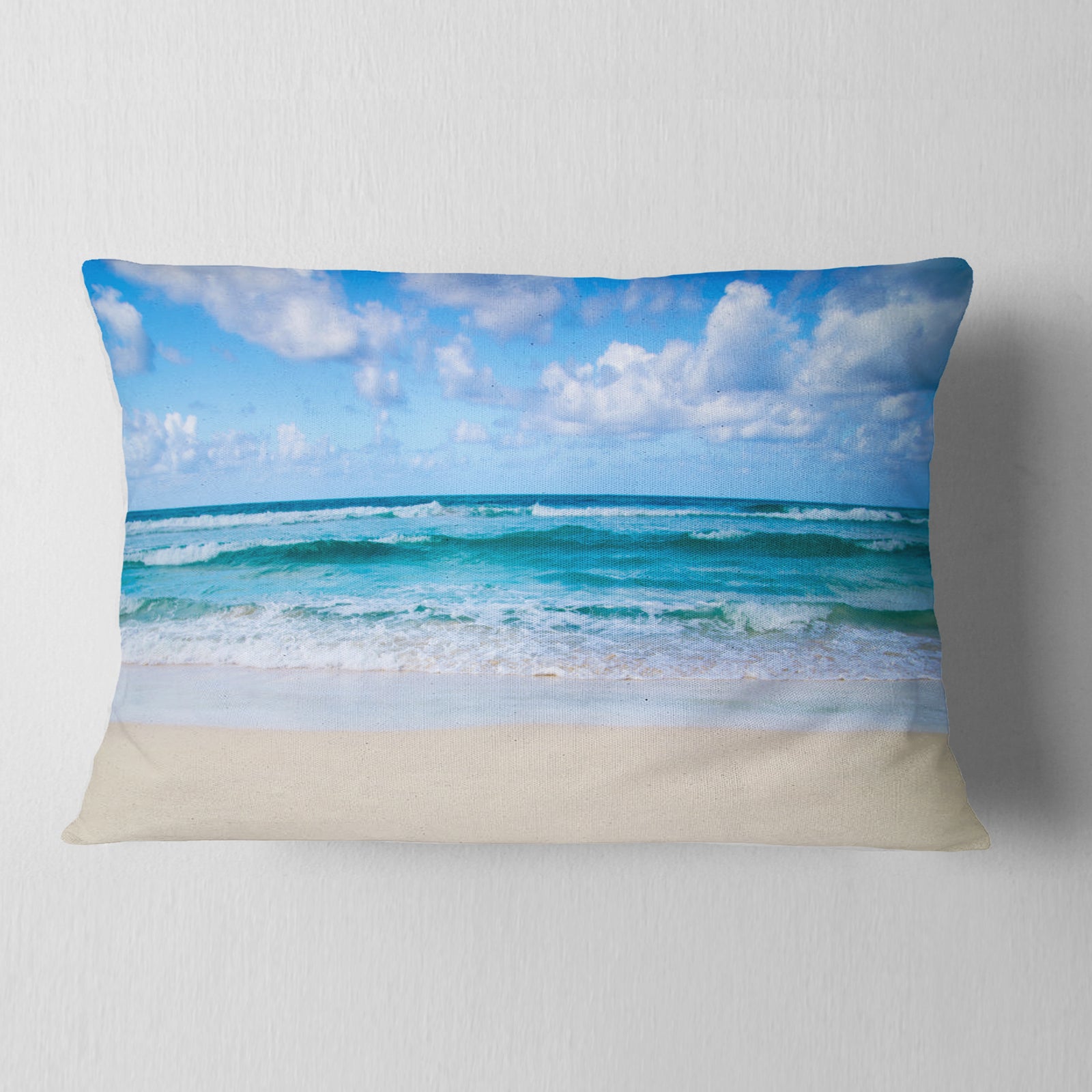 Serene Blue Tropical Beach - Seashore Throw Pillow