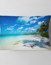 Tropical Beach with Palm Shadows - Seashore Throw Pillow