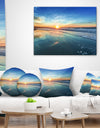 Blue Seashore with Distant Sunset - Seascape Throw Pillow