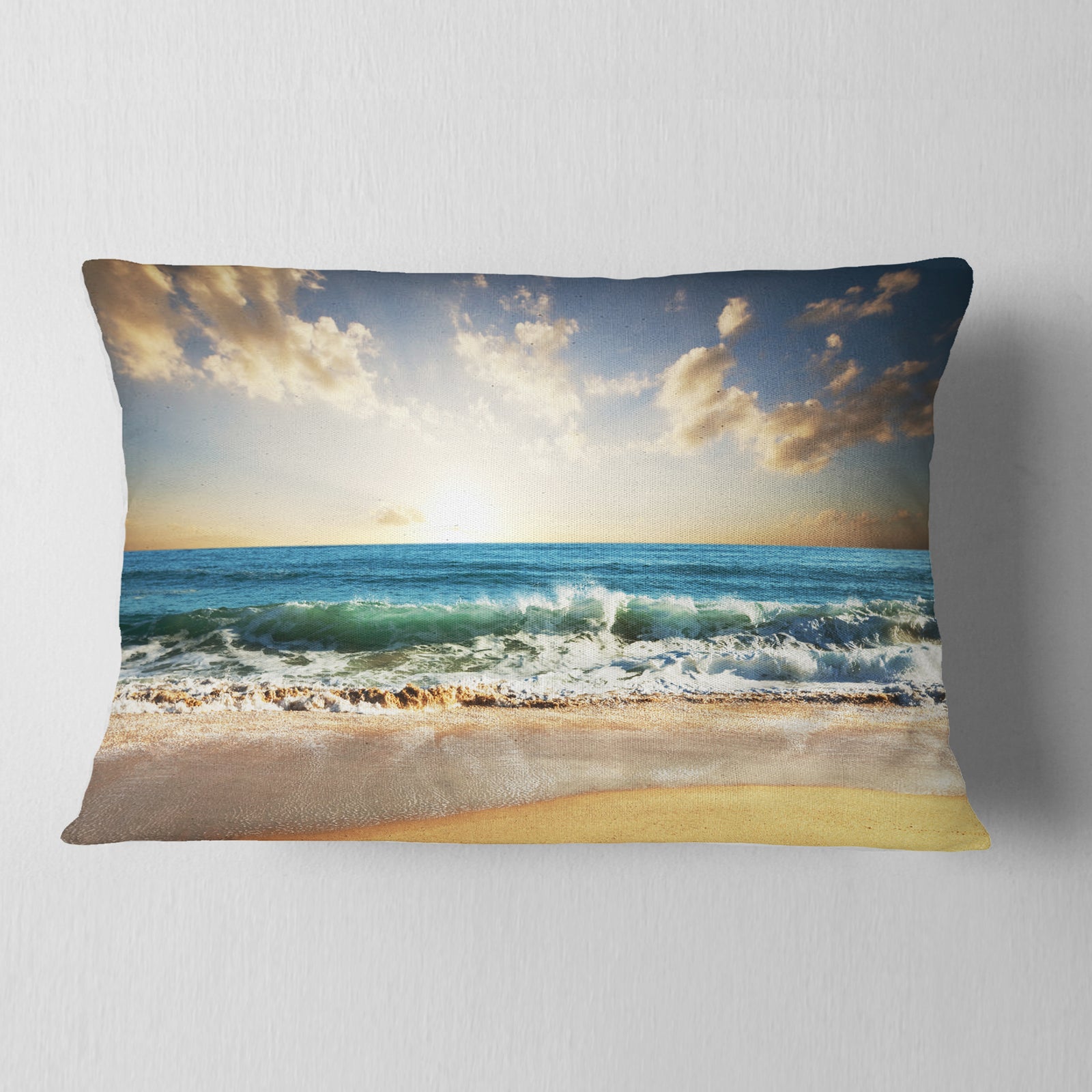 Cloudy Sky and Vibrant Blue Sea - Seascape Throw Pillow