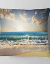 Cloudy Sky and Vibrant Blue Sea - Seascape Throw Pillow