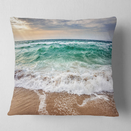Crystal Clear Blue Foaming Waves - Seascape Throw Pillow