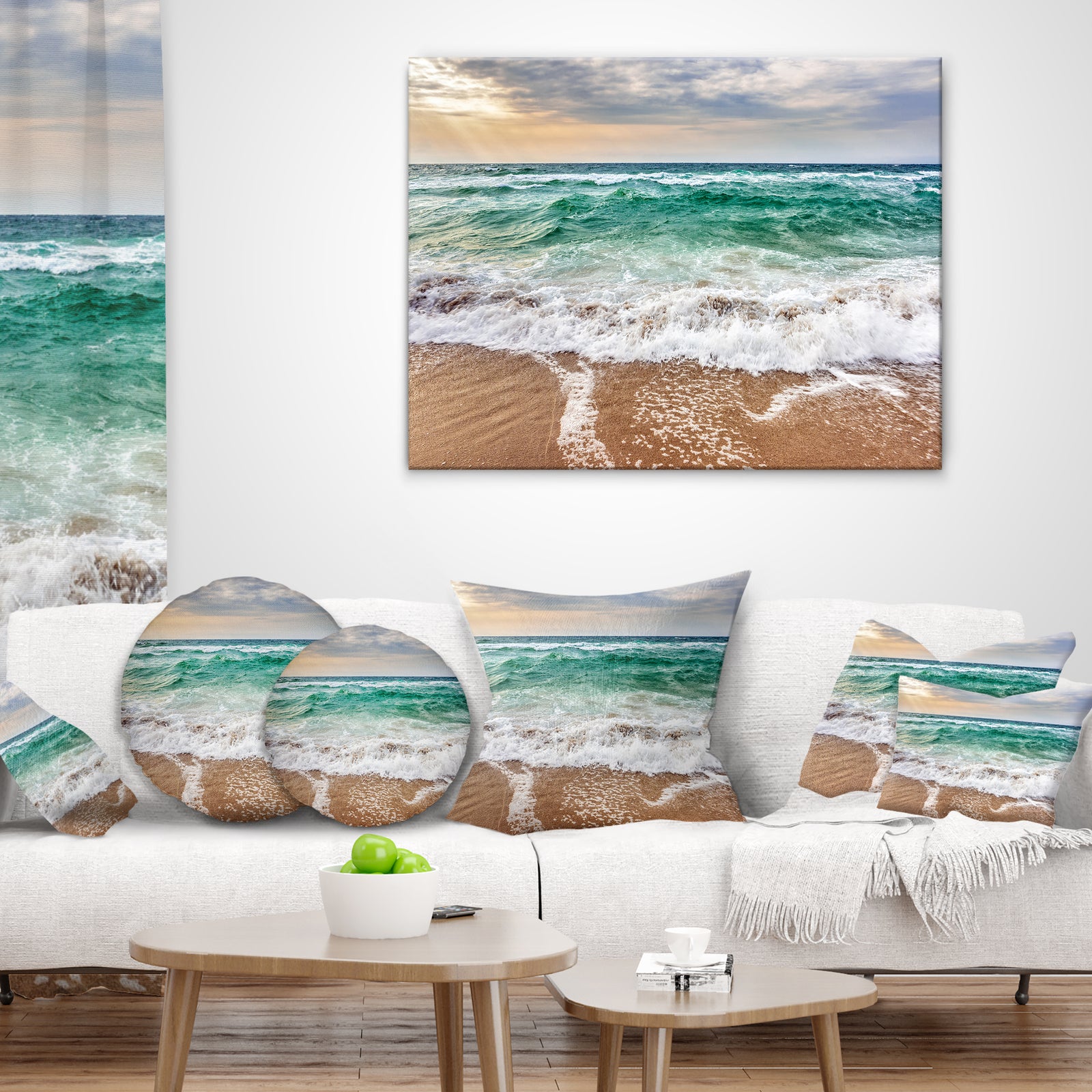 Crystal Clear Blue Foaming Waves - Seascape Throw Pillow