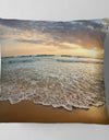 Bright Cloudy Sunset in Calm Ocean - Seashore Throw Pillow