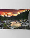 Rocky Mountain River at Sunset - Landscape Printed Throw Pillow