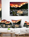 Rocky Mountain River at Sunset - Landscape Printed Throw Pillow