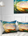 Colored Ocean Waves Falling Down - Modern Seashore Throw Pillow