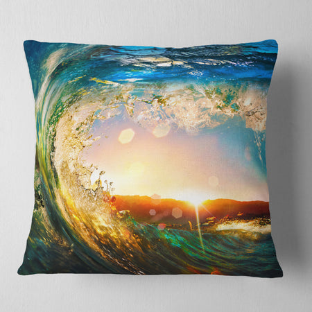 Colored Ocean Waves Falling Down - Modern Seashore Throw Pillow