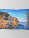 Manarola Village Cinque Terre Italy - Seashore Throw Pillow