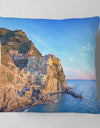 Manarola Village Cinque Terre Italy - Seashore Throw Pillow