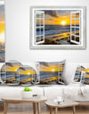 Open Window to Bright Yellow Sunset - Modern Seascape Throw Pillow