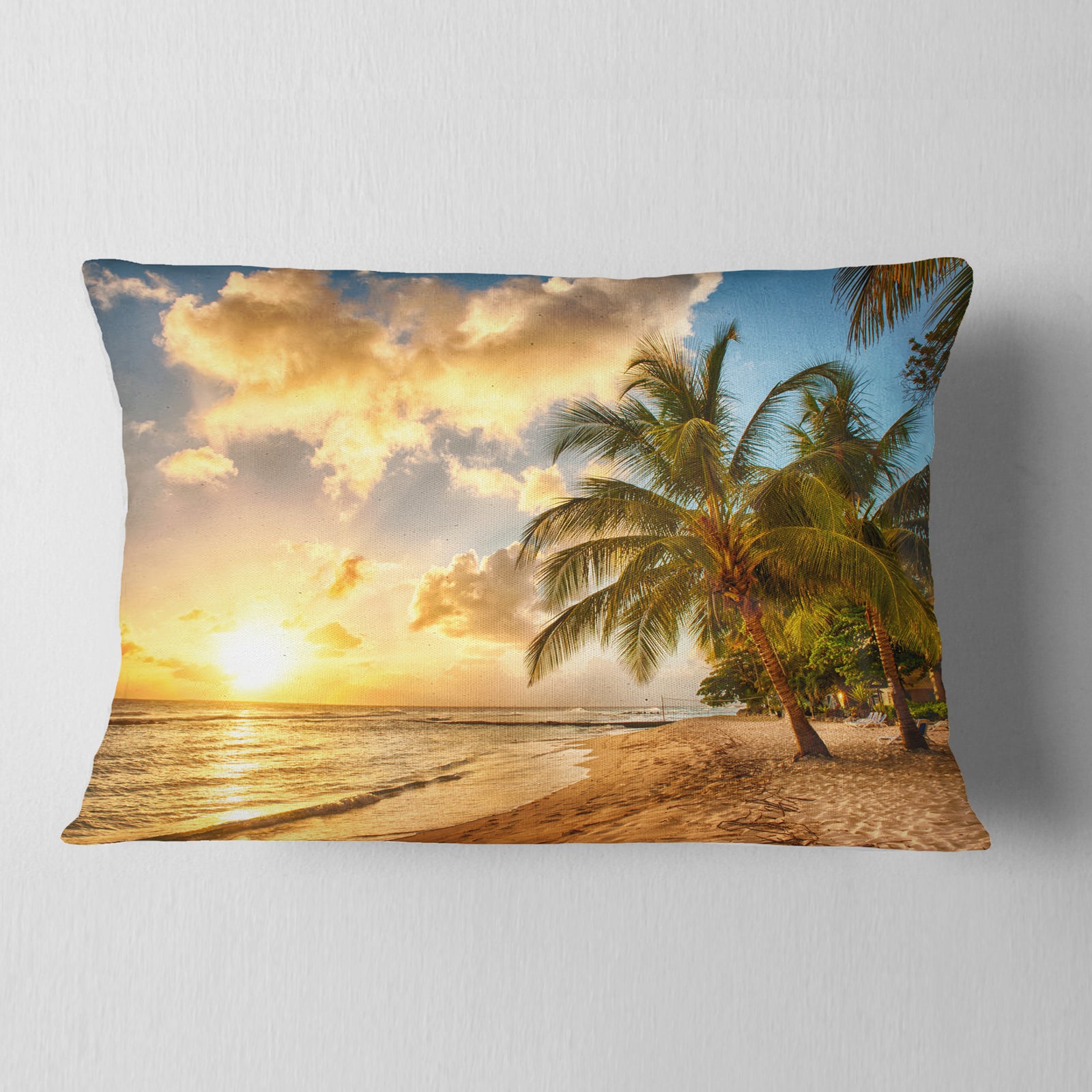 Gorgeous Beach of Island Barbados - Modern Seascape Throw Pillow