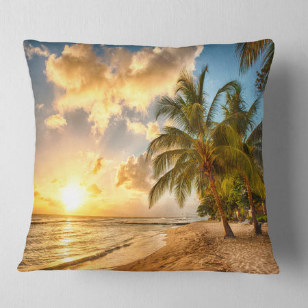 Gorgeous Beach of Island Barbados - Modern Seascape Throw Pillow