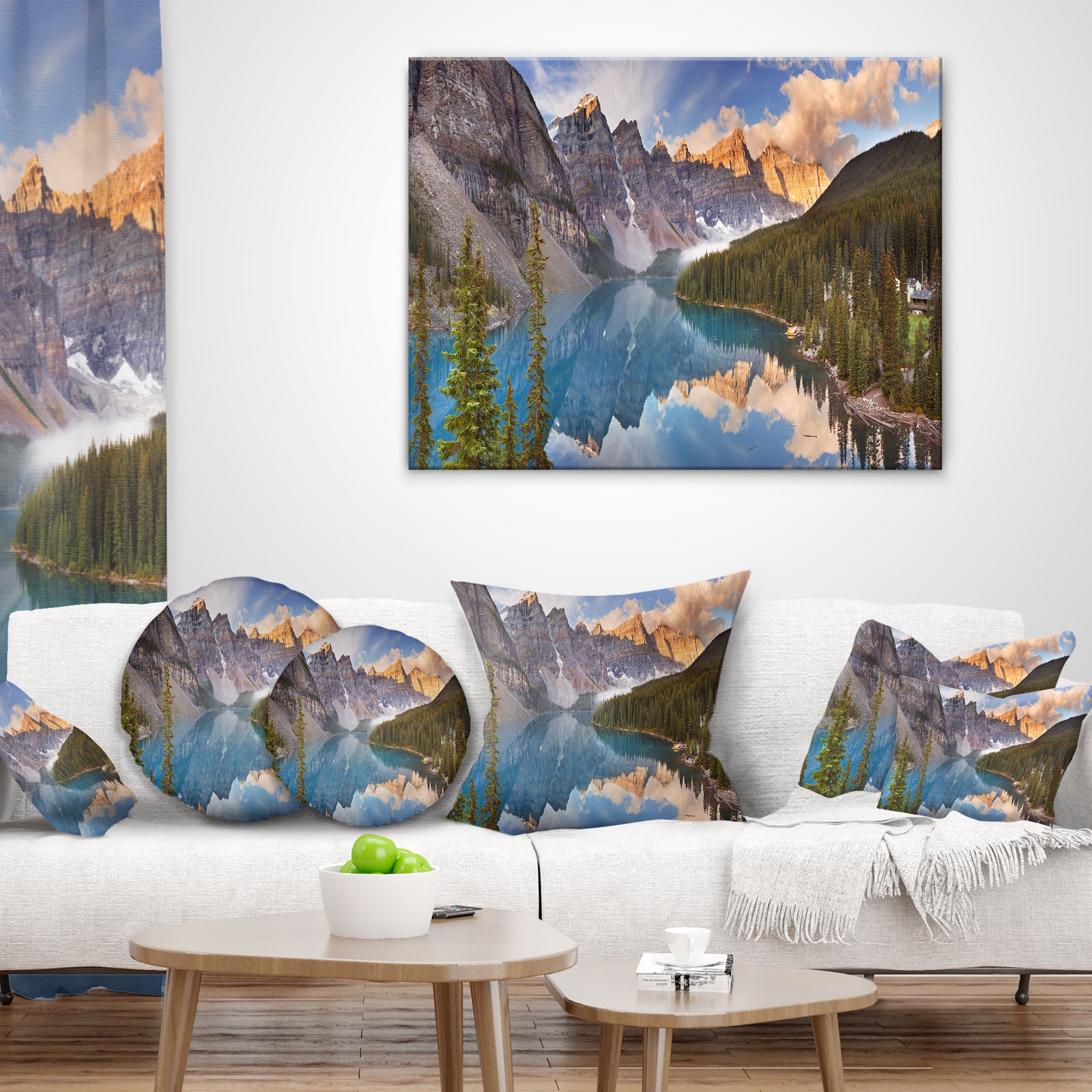 Moraine Lake in Banff Park Canada - Landscape Printed Throw Pillow