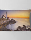 Portland Head Lighthouse Maine - Modern Seascape Throw Pillow