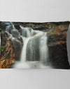 Slow Motion Waterfall on Rocks - Landscape Printed Throw Pillow