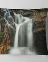 Slow Motion Waterfall on Rocks - Landscape Printed Throw Pillow