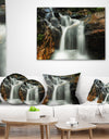 Slow Motion Waterfall on Rocks - Landscape Printed Throw Pillow