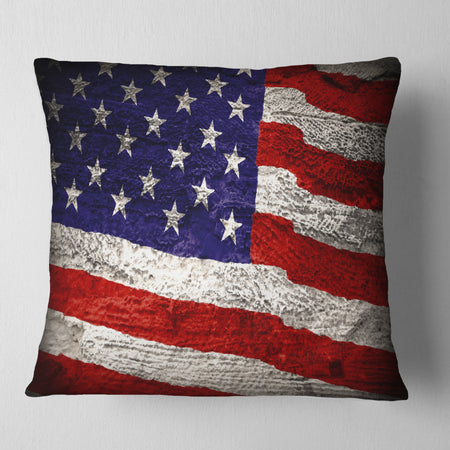 Large American Flag Watercolor - Abstract Throw Pillow