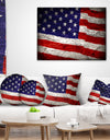 Large American Flag Watercolor - Abstract Throw Pillow