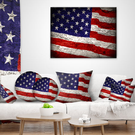 Large American Flag Watercolor - Abstract Throw Pillow