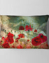 Wild Red Poppy Flowers in Sky - Floral Throw Pillow