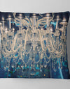 Blue Vintage Crystal Chandelier - Flower Throw Pillow