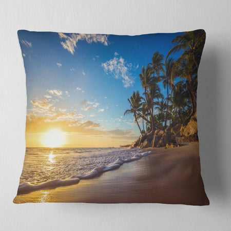 Paradise Tropical Island Beach Sunrise - Seashore Throw Pillow