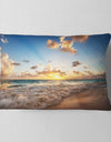 Sunrise on Beach of Caribbean Sea - Seashore Throw Pillow