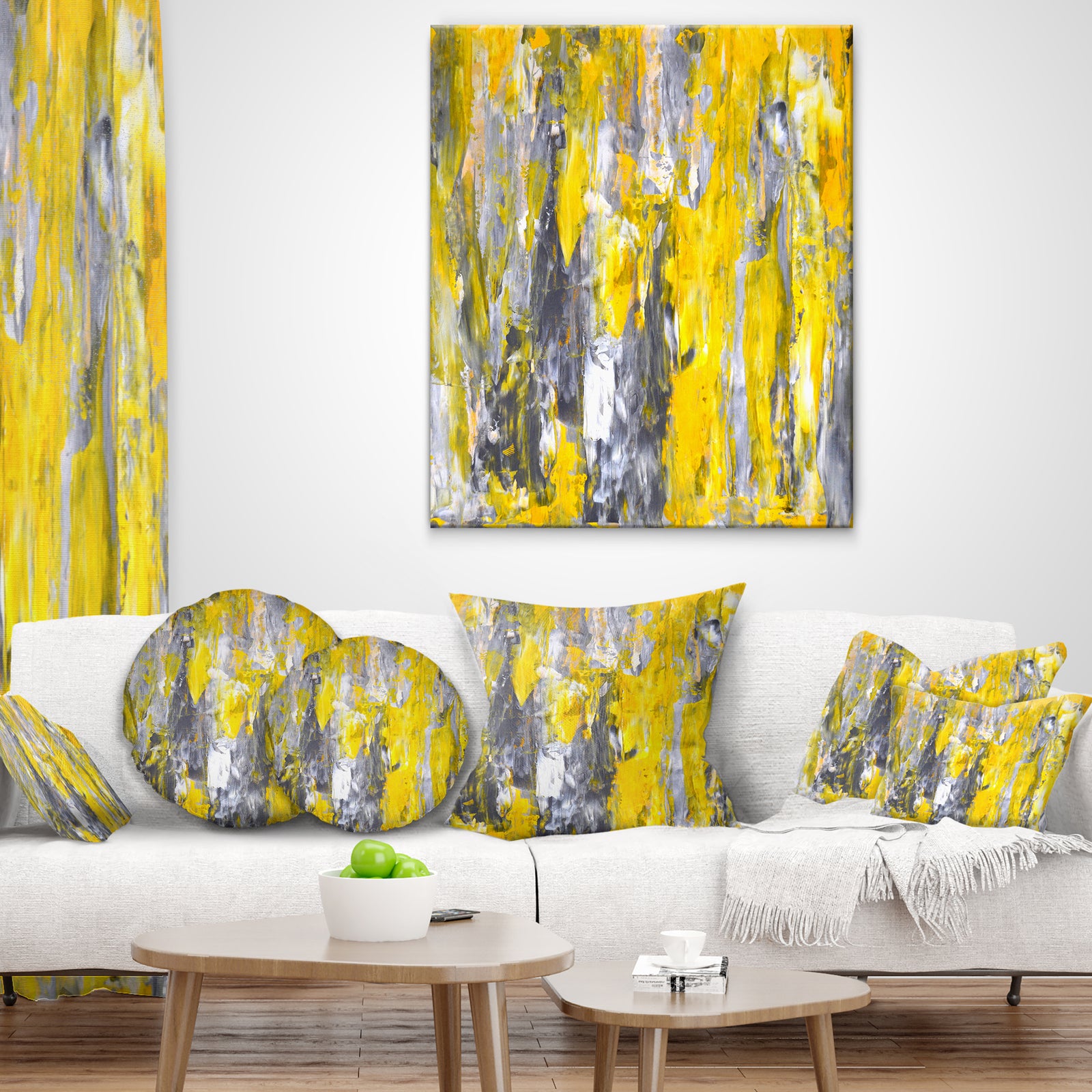 Grey and Yellow Abstract Pattern - Abstract Throw Pillow