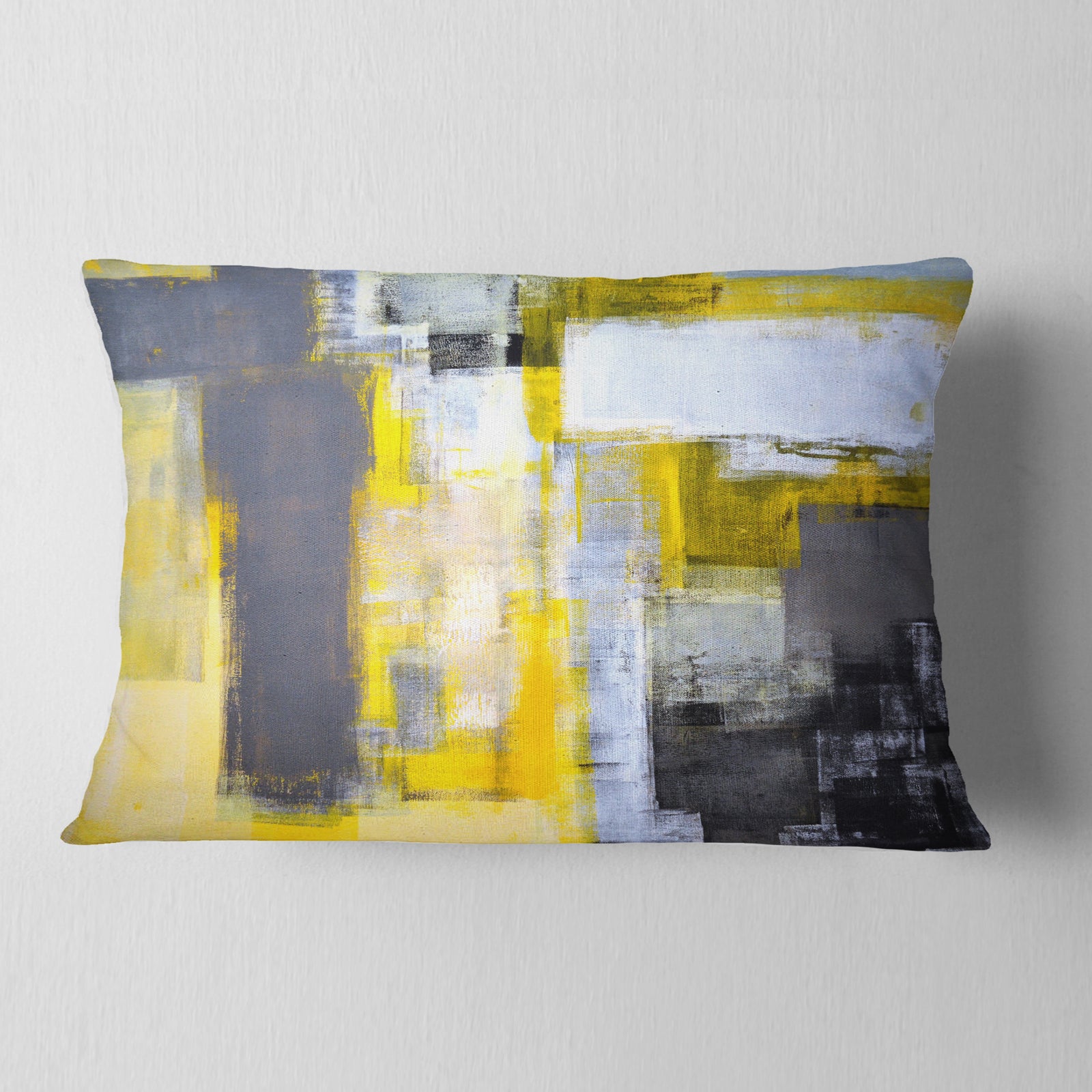Grey and Yellow Blur Abstract - Abstract Throw Pillow