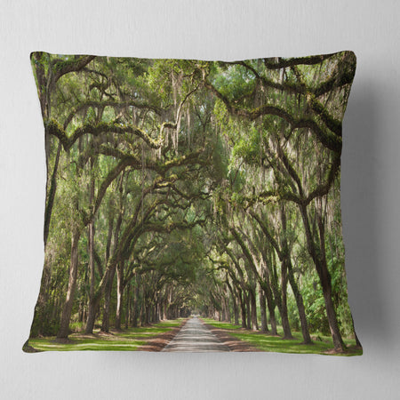Live Oak Tunnel - Photography Throw Pillow