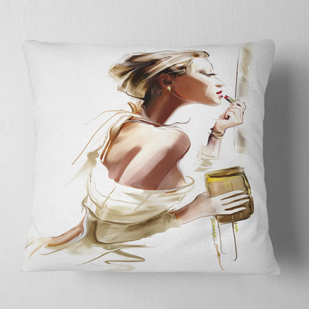 Fashion Woman - Abstract Portrait Throw Pillow
