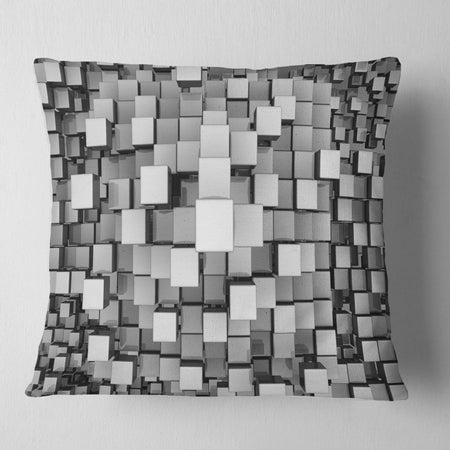 Black and Grey Cubes - Contemporary Throw Pillow