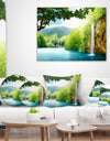 Waterfall in Deep Forest - Landscape Photography Throw Pillow