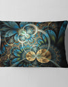 Symmetrical Blue Gold Fractal Flower - Abstract Throw Pillow